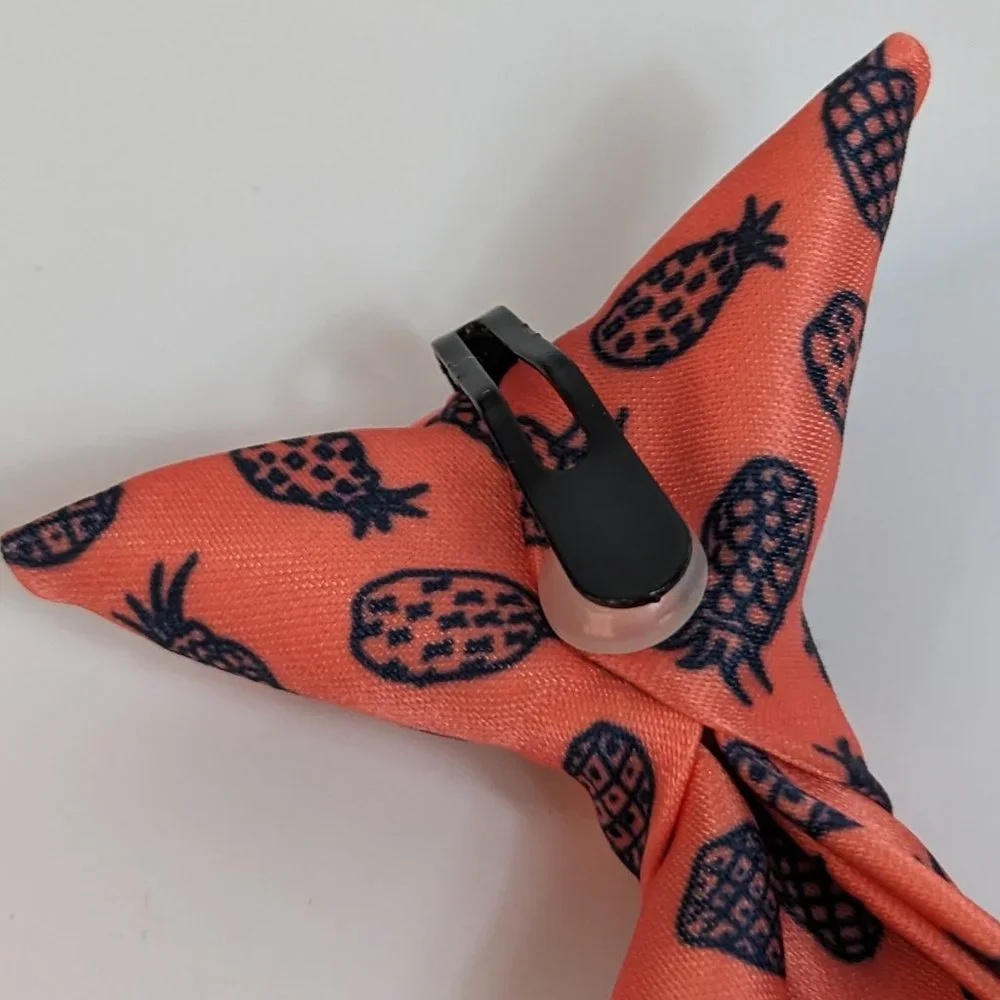 Boys Orange Navy Pineapple Clip On Tie